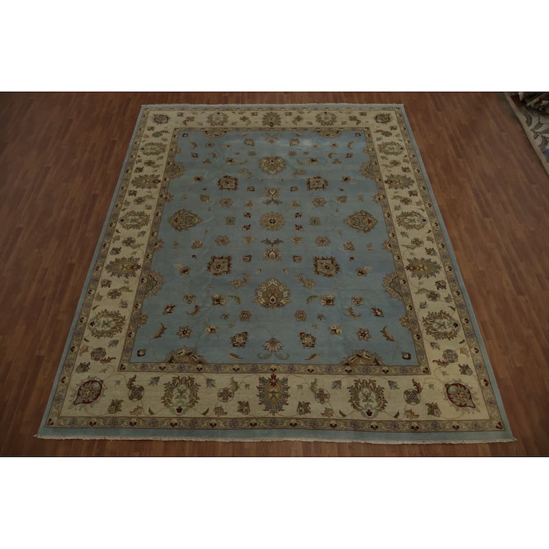 Hand Knotted Oriental 100% Wool Carpet Transitional Floral Navy Blue & Blues Oushak Area Rug - 14' 8'' X 11' 6''