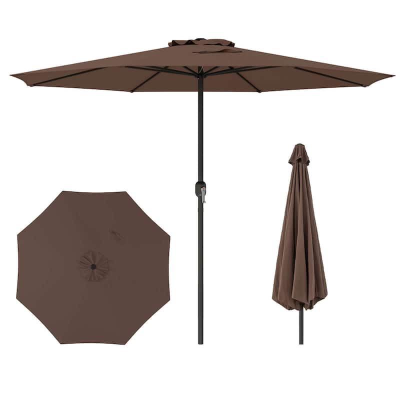 12FT Patio Umbrella Outdoor Table Umbrella w/ Crank Handle - Coffee