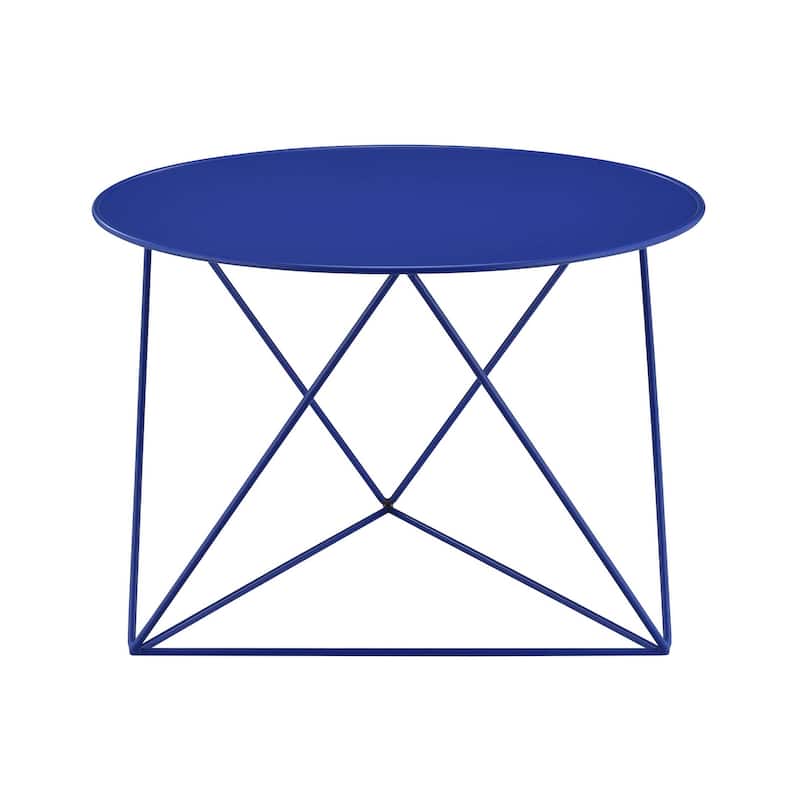 ACME Epidia Round Accent Table in Blue