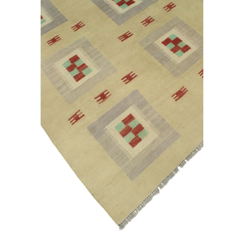 Modern Flatweave Azime Beige/Grey Rug - 5'7" x 8'3"