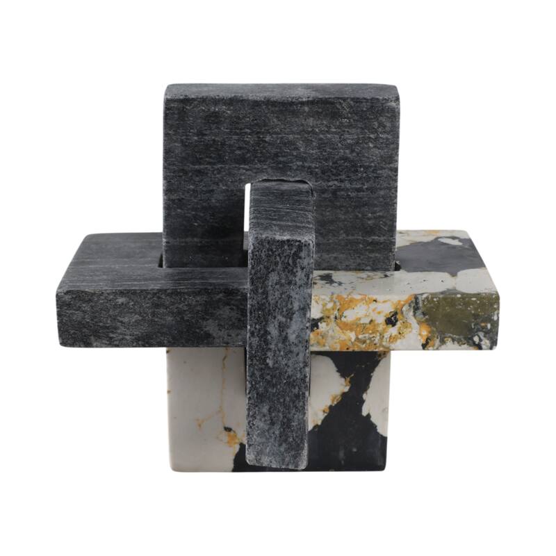Stone Marble Decorative Object Geometric Sculpture Handcrafted Accent