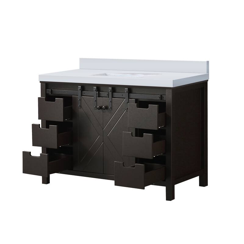 Marsyas 48 in W x 22 in D Dark Grey Bath Vanity and Carrara Marble Countertop