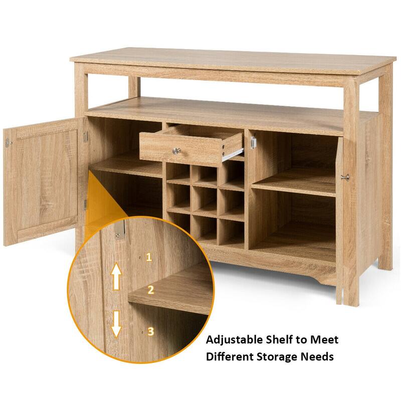 Gymax Buffet Server Wine Cabinet Console Table Dining Room Natural