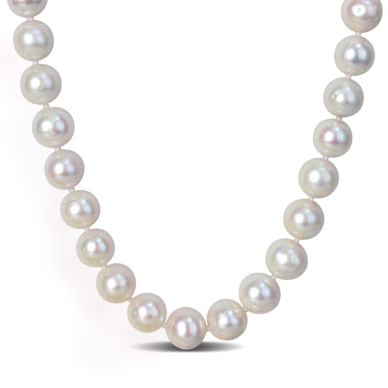 Miadora 9-9.5mm Off-Round Cultured Freshwater Pearl Men's Necklace in Sterling Silver
