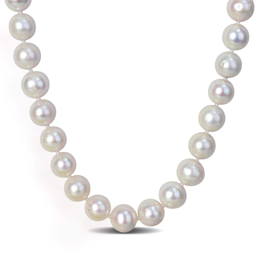 Miadora 9-9.5mm Off-Round Cultured Freshwater Pearl Men's Necklace in Sterling Silver