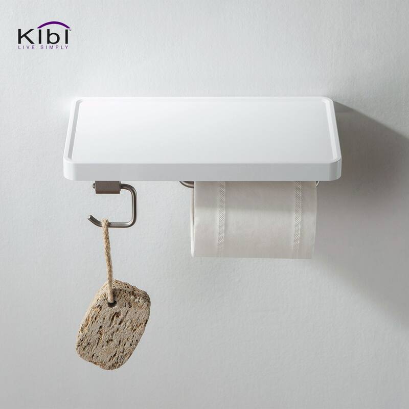 Bathroom Brushed Nickel Hardware Accessory Wall Mounted Tissue Holder with Shelf