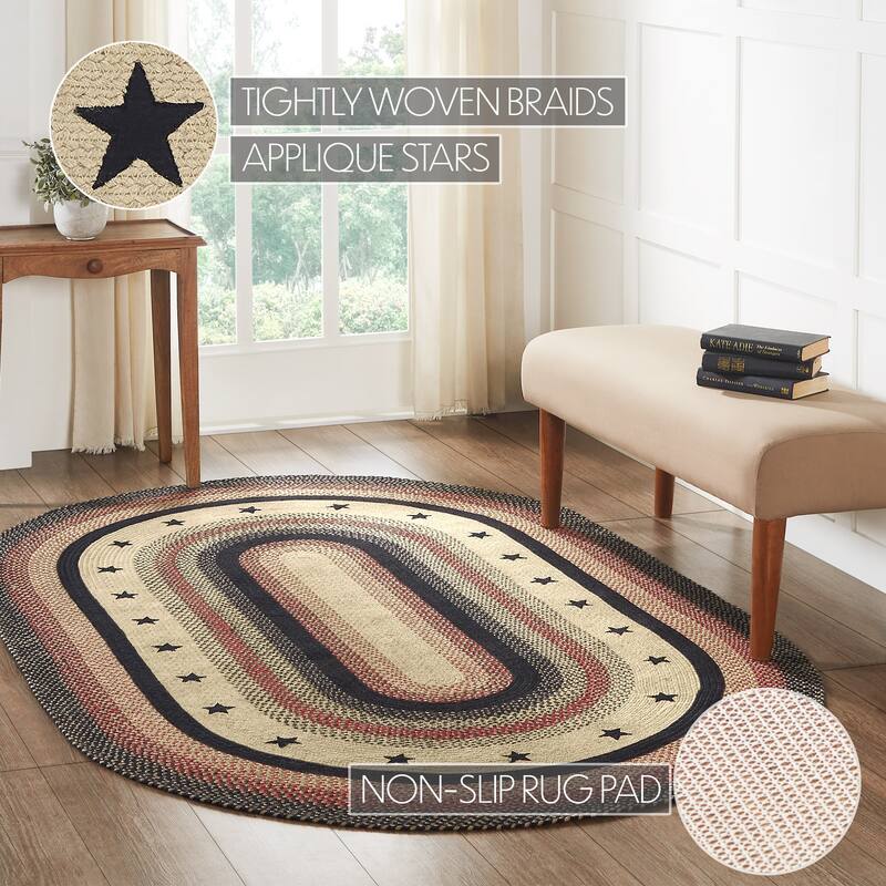 Colonial Star Jute Rug Oval w/ Pad 60x96 - 5' x 8' Oval