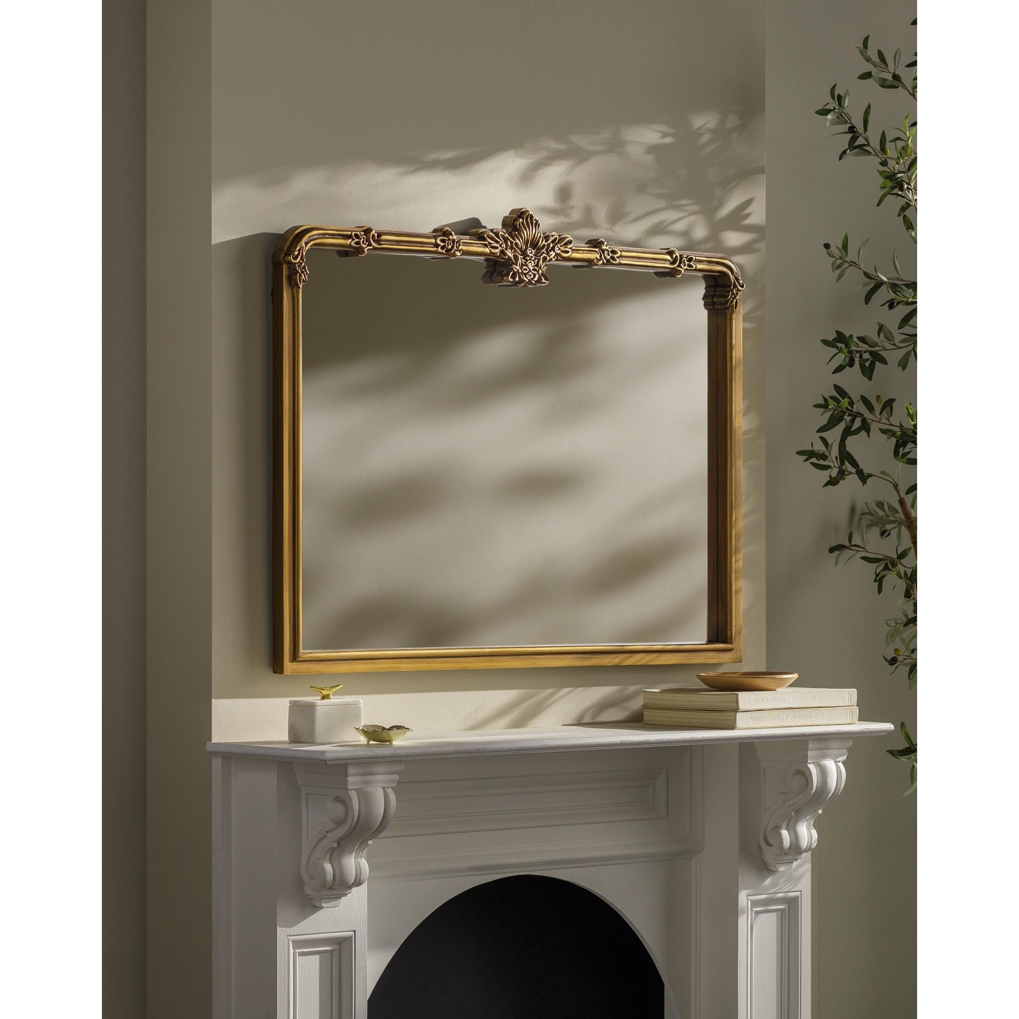 Mariela Traditional Overmantel Mirror - 30"H x 40"W x 2"D
