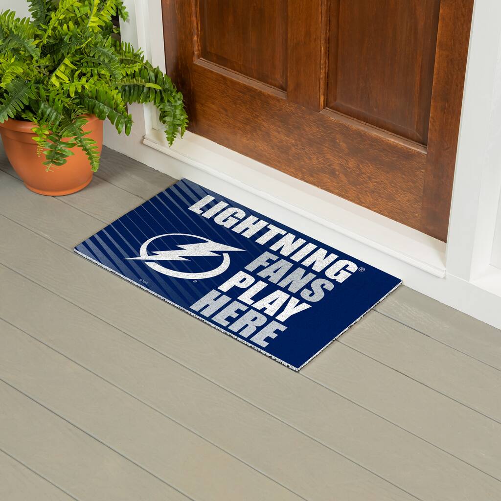 28 in. x 16 in. Tampa Bay Lightning "Fans Play Here" PVC Door Mat