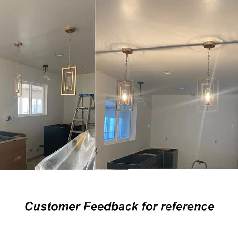 Mid-century Modern Gold Lantern Pendant Farmhouse Dimmable LED Rotatable Kitchen Island Light with Cylinder Glass