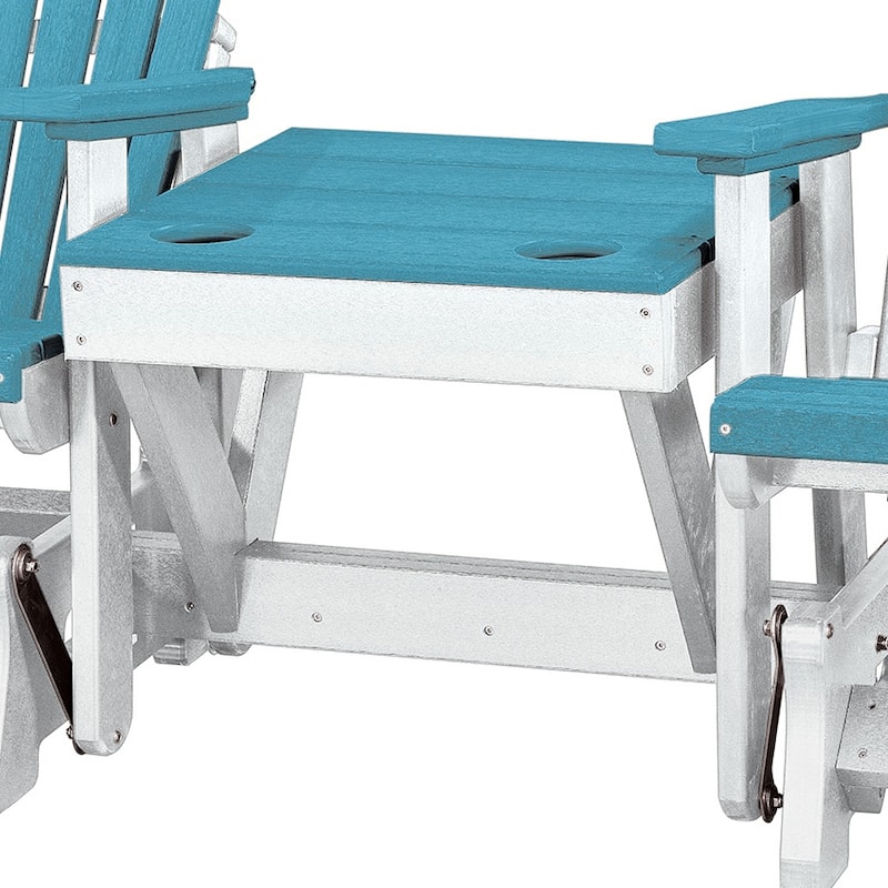OS Home and Office Model Double Glider with Center Table in Aruba Blue with White Base