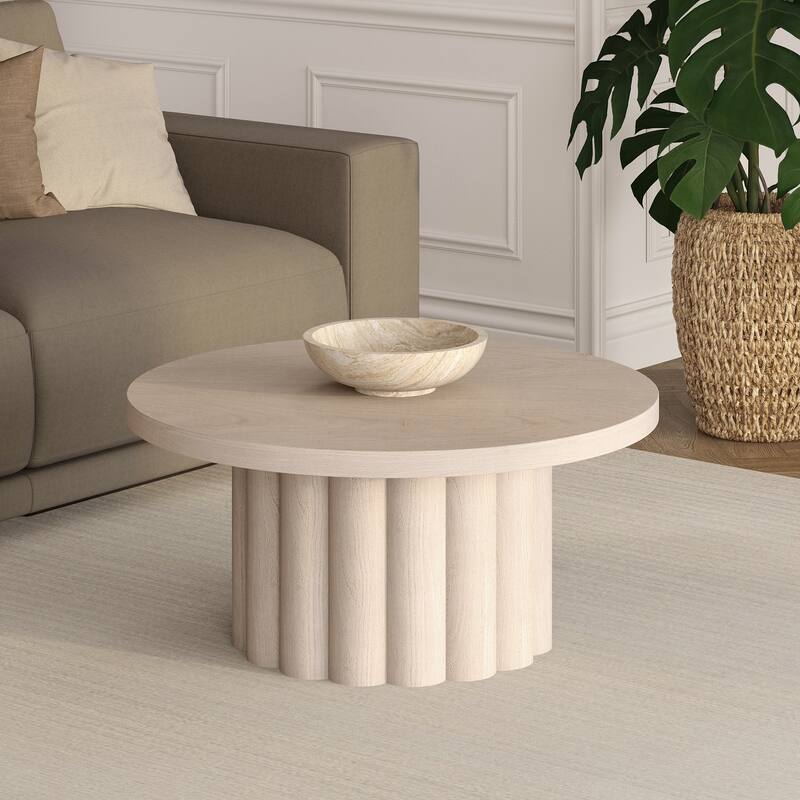 Olie 32" Wide Round Fluted Coffee Table - 32" Wide