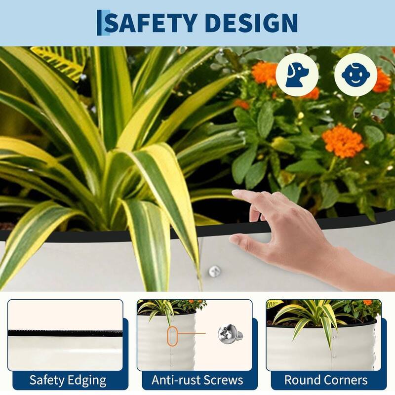 8x2x2 FT Galvanized Steel Raised Garden Bed, Planter for Vegetables, Flowers with Anti-Cut Strips - N/A