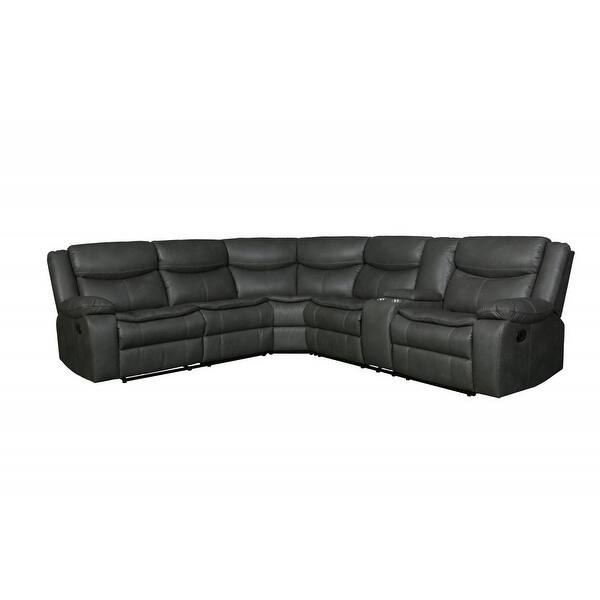 Gray Polyester Blend Reclining U Shaped Three Piece Corner Sectional With Console Gray Polyester Blend Reclining U Shaped Three Piece Corner Sectional With Console