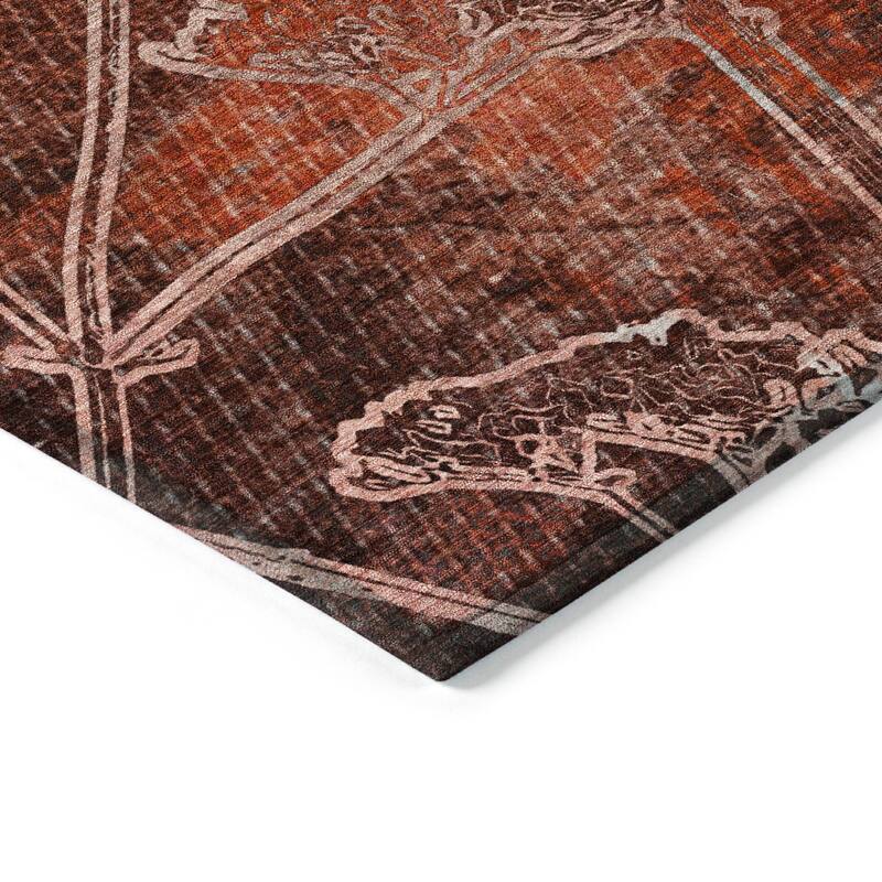 Machine Washable Indoor/ Outdoor Modern Floral Chantille Rug