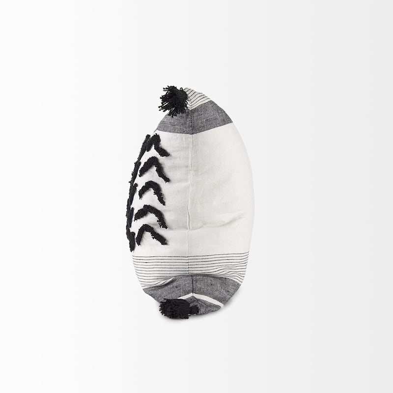White and Gray Fringed Pillow Cover