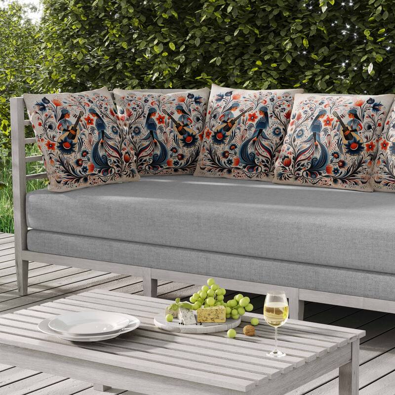 Musical Farry Indoor/Outdoor Reversible Throw Pillow Blue and Orange