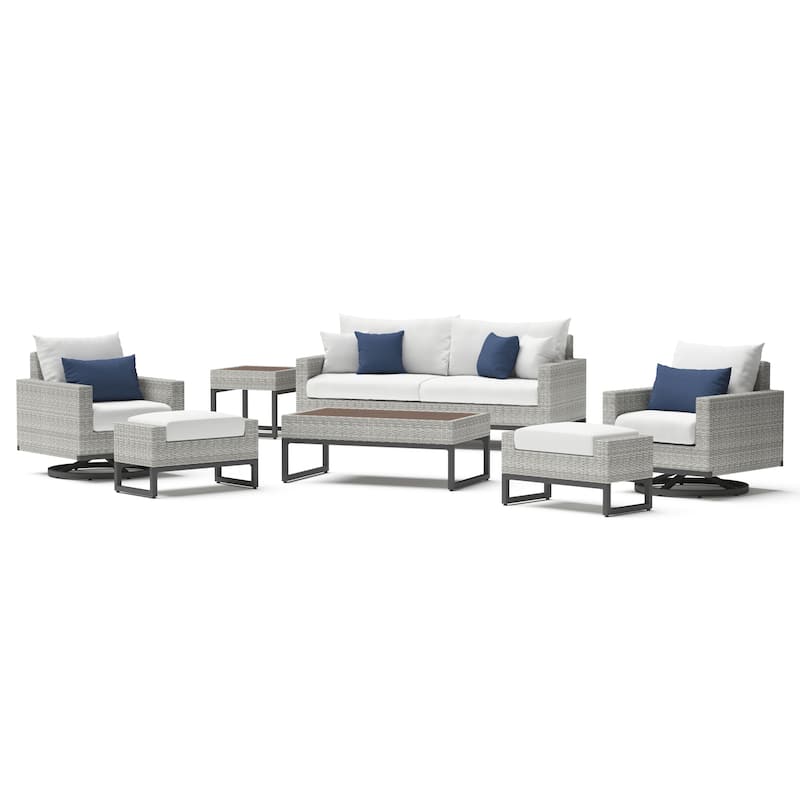 Milo Gray 7 Piece Sunbrella Outdoor Patio Motion Deep Seating Set
