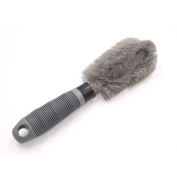 Universal Car Motorcycle Car Wheel Tire Brush w Anti-slip Handle Gray