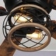 preview thumbnail 17 of 17, 48" Antique Wooden 5-Blade Black Flush Mount Ceiling Fan with Light