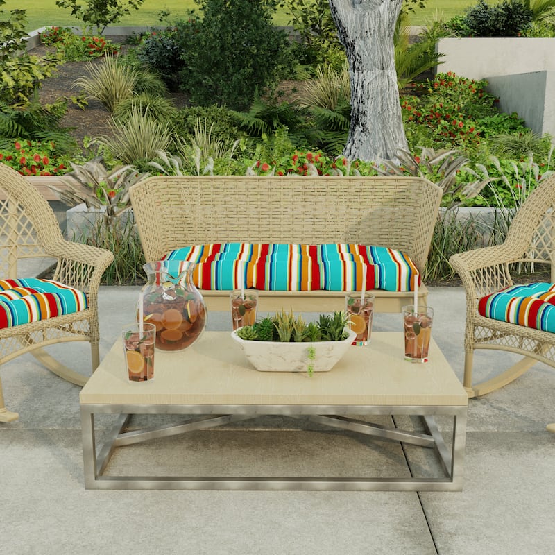 44" x 18" Contoured Outdoor Wicker Bench Cushion - 18'' L x 44'' W x 4'' H - Covert Fiesta
