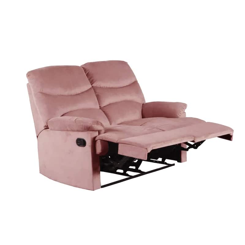 Velvet Upholstered Manual Motion Recliner Loveseat