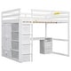 preview thumbnail 9 of 28, Full Size Solid Wood Loft Bed with Built-in Wardrobe, Desk, Storage Shelves and Drawers