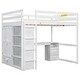 preview thumbnail 9 of 13, White Full Size Solid Wood Loft Bed with Built-in Wardrobe, Desk, Storage Shelves and Drawers