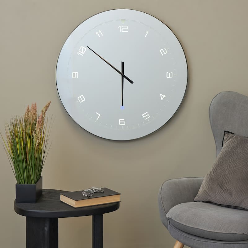 Glass LED Decorative Wall Clock with Black Clocks Hands and White Numbers - Multi Colored - Roche River Decor