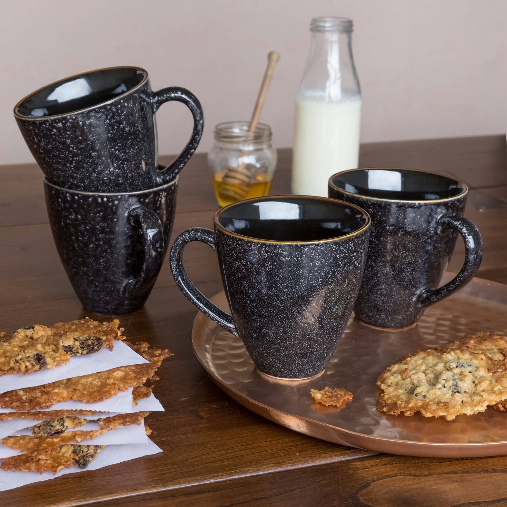 16 Piece Burns Speckled Dinnerware Set Black 16 Piece