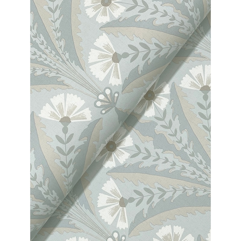 Chesapeake Tap Root Light Blue Floral Damask Wallpaper