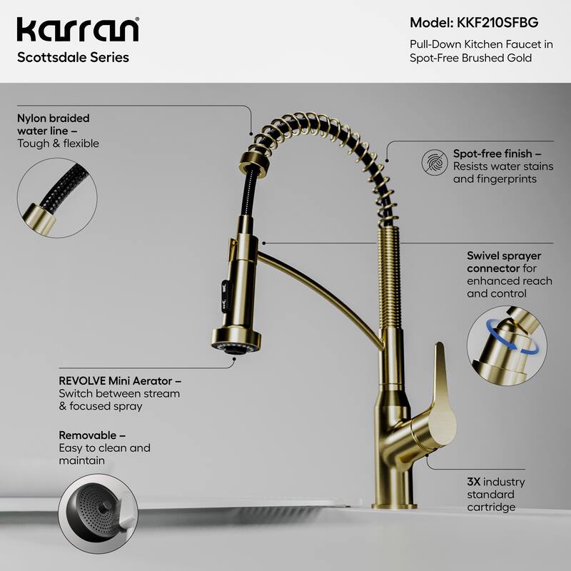 Karran Scottsdale Single-Handle Pull-Down Sprayer Commercial Style Kitchen Faucet