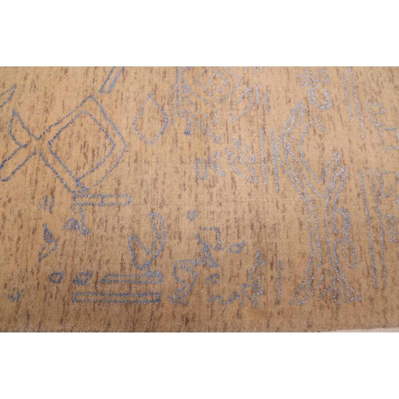 ECARPETGALLERY Hand Loomed Loreto Light Khaki Viscose, Wool Rug - 5'6 x 7'7