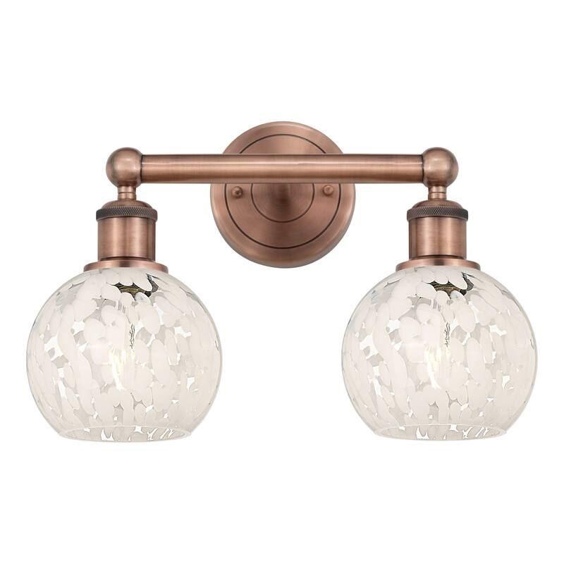 Innovations Lighting 616-2W 10 15 White Mouchette Vanity White - Antique Copper