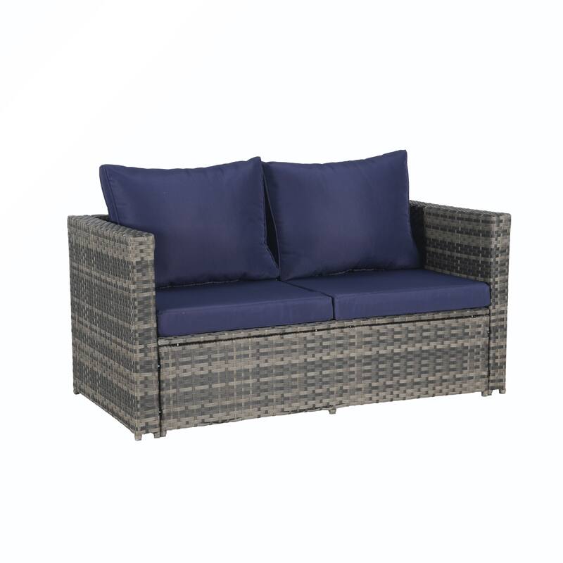 6PCS Rattan Convrtsation Set With Glass Table