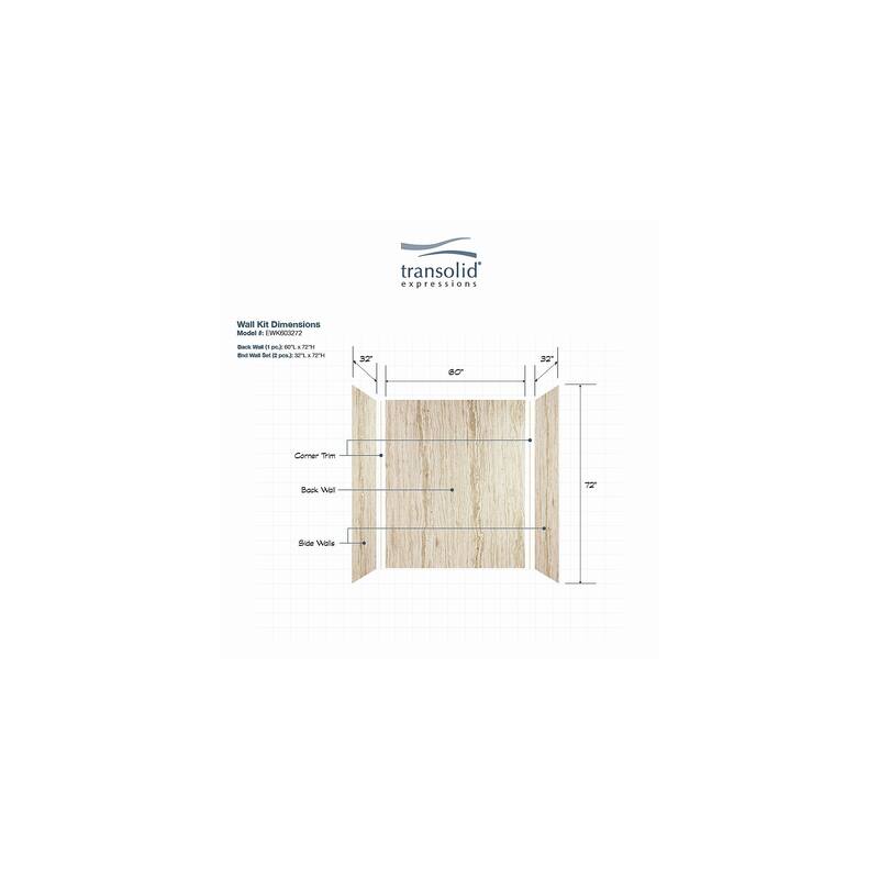 Transolid Expressions 32-in X 60-in X 72-in Glue to Wall Shower/Walls - 60" x 32" x 72" - 60" x 32" x 72"