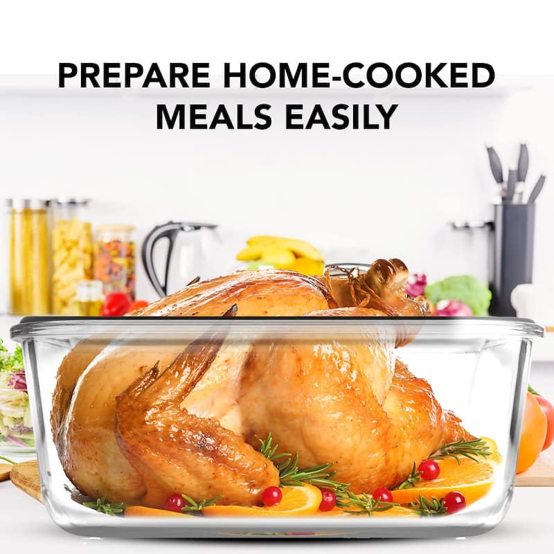 10 Cups/ 80 Oz 4 Pc (Set of 2) Glass Food Storage Containers with Airtight Locking Lids-For Storing & Serving Food.