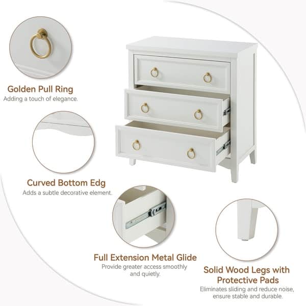 A French Mid-Century Three Drawer Chest with Circular Pulls A French Mid-Century Three Drawer Chest with Circular Pulls