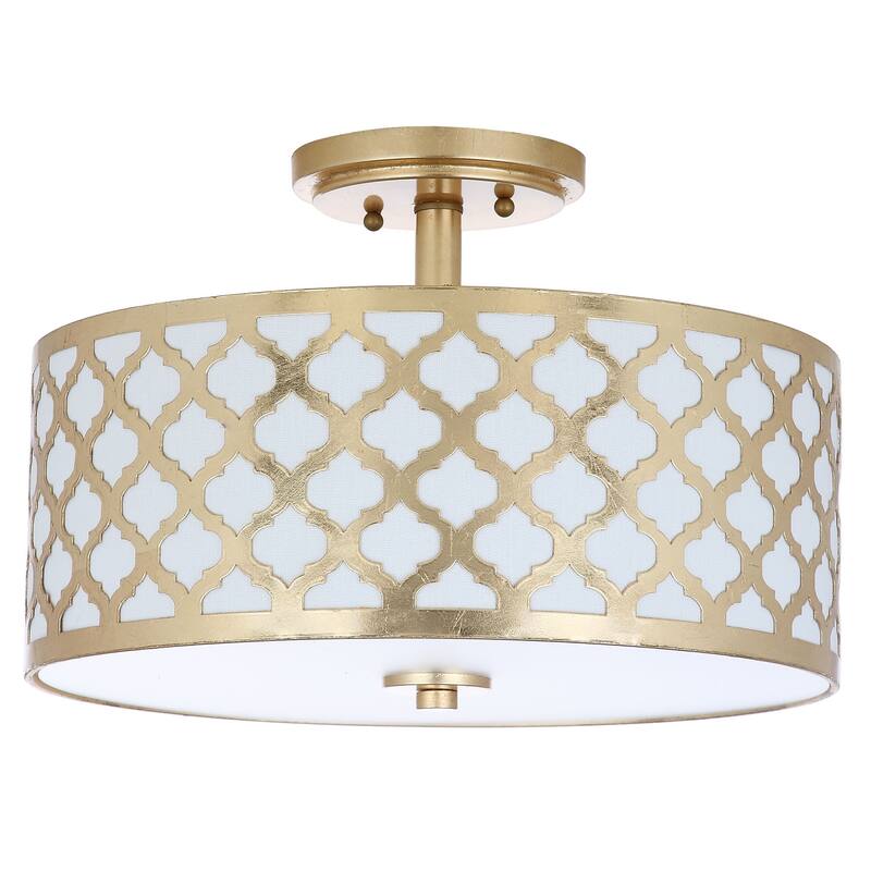 SAFAVIEH Lighting Mucella Quatrefoil Gold Led 3-Light Flush Mount - 15" x 15" x 10.5" - 15Wx15Dx11H