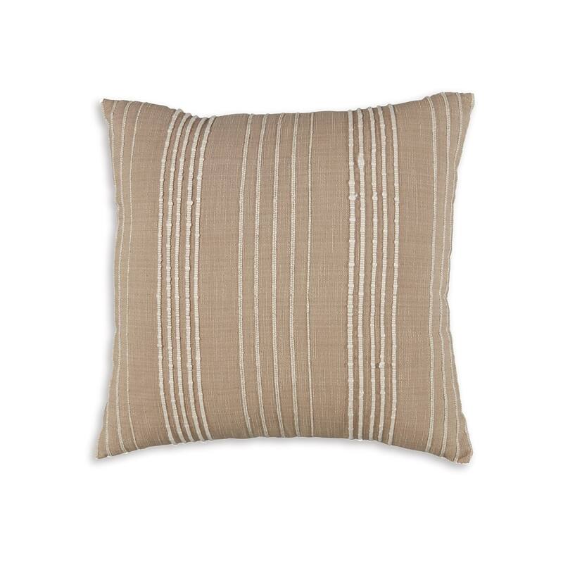Throw Pillow Set of 4, 20 Inch Square, Cotton, White Stripes, Brown