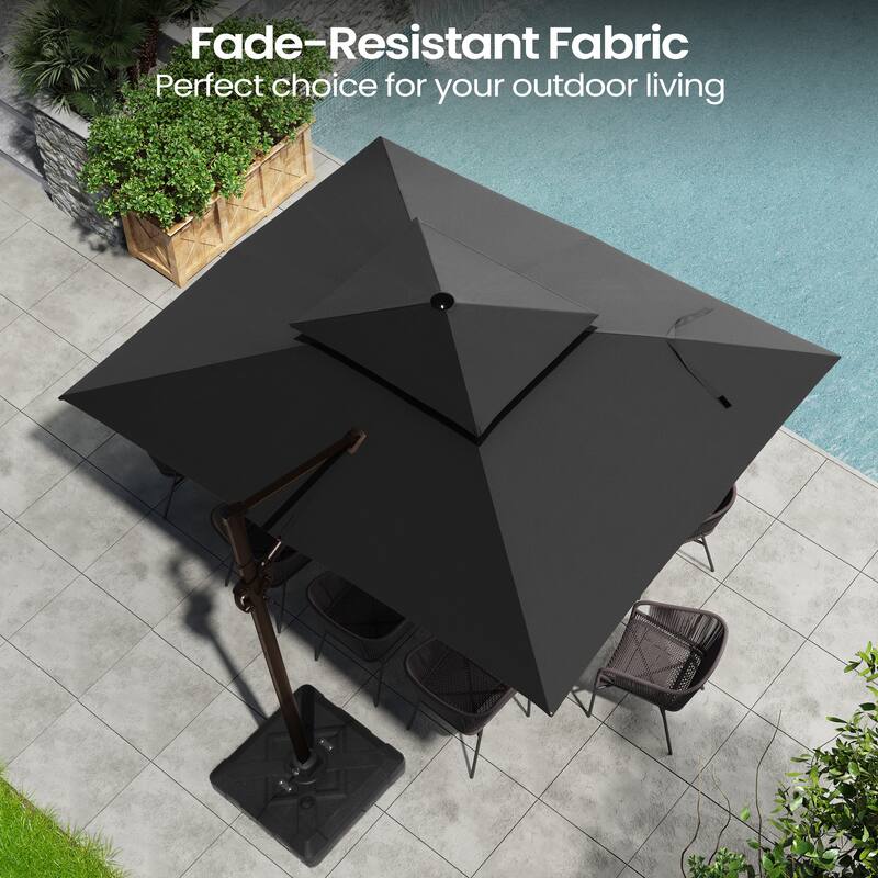 9 FT x 12 FT Outdoor Patio Dual Top Umbrella Cantilever Offset with No Base