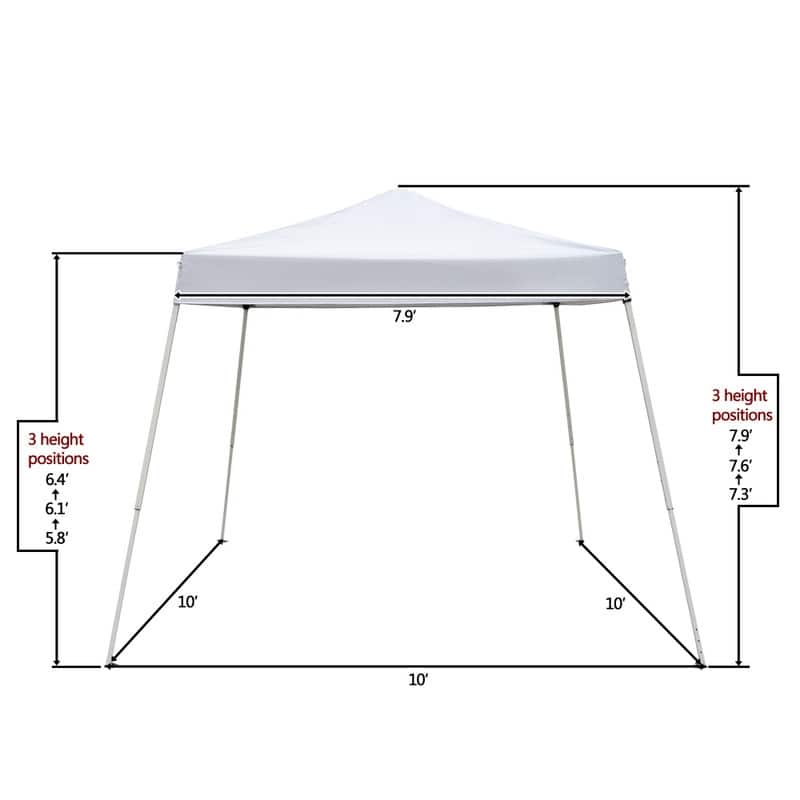 Camping Beach Gazebo Party Folding Sunshade Pop up Canopy Tent - Top 8x8 Ft-White - Down 10x10 Ft