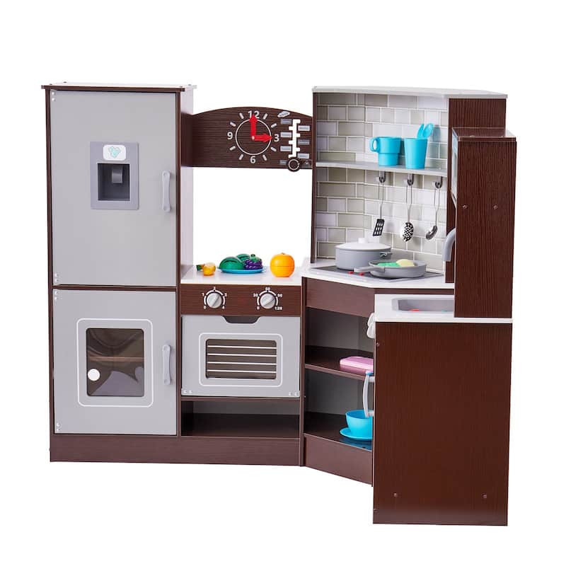 24 Piece Kids Kitchen Playset Cooking Play Toy with Storage Space Perfect Gift for Kids - 43.3 x 31.5 x 35.8 in