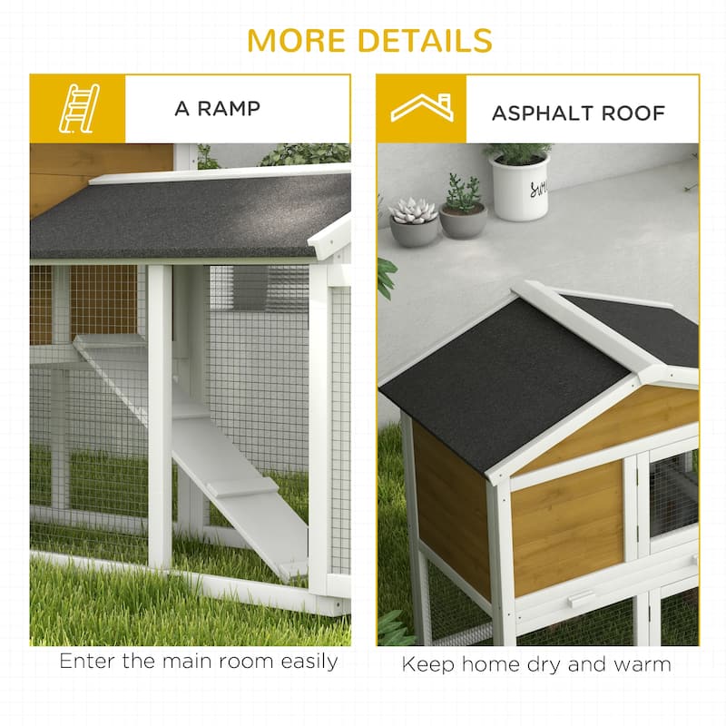 Indoor Outdoor Bunny Hutch with Asphalt Roof and Slide-Out Tray
