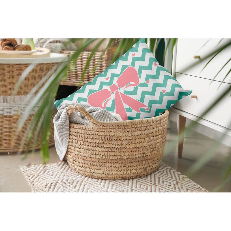 Chevron Bow Decorative Throw Pillow