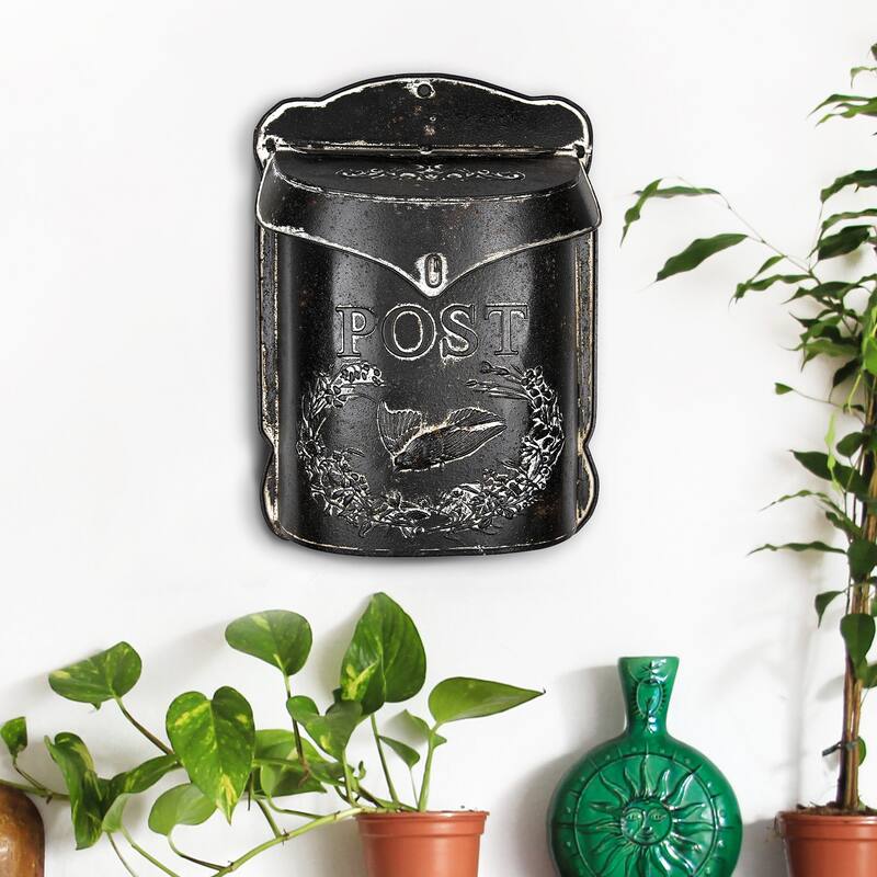 Embossed Tin Post Box with Distressed Finish