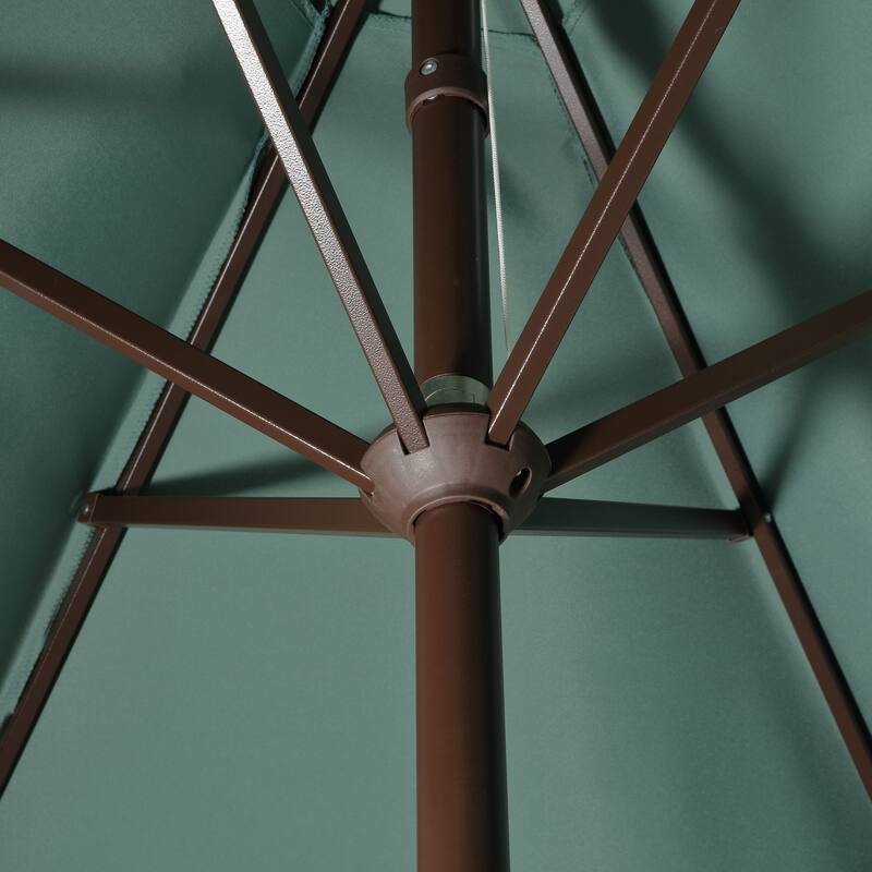 9ft Tassel Patio Umbrella Auto-Tilt, Crank , by JONATHAN Y
