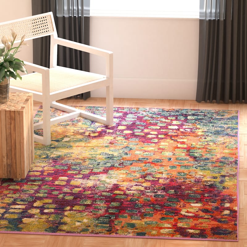 SAFAVIEH Monaco Panna Boho Abstract Modern Watercolor Area Rug - 6' x 8' - Pink/Multi