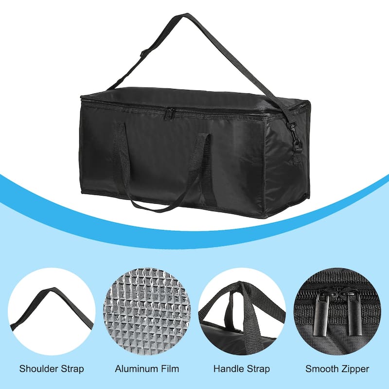22"x10"x10" Insulated Reusable Grocery Bag with Shoulder Strap, Black