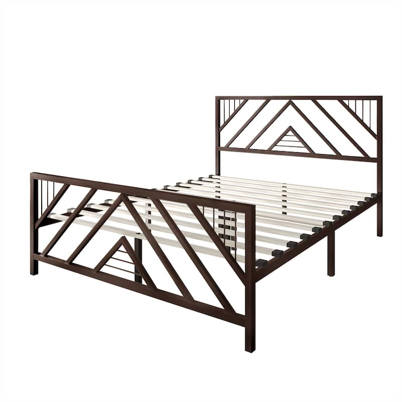 CraftPorch Classic Geometric Slat Metal Platform Bed